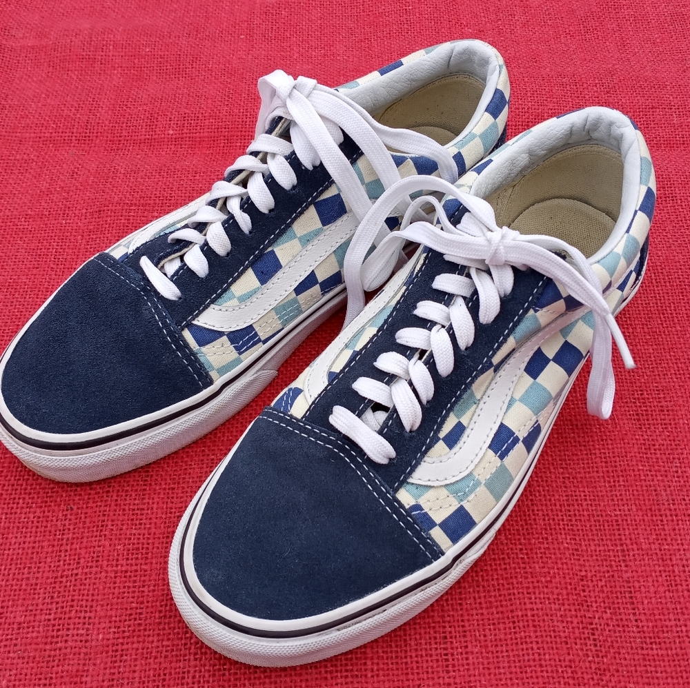Vans Blue Suede Check Men's 7.5 M (9 Women's) Sk8 Sneakers EUC